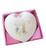 Precious Moments Sew In Love Boy Girl Porcelain Heart Trinket Dish Tray ... - £11.06 GBP