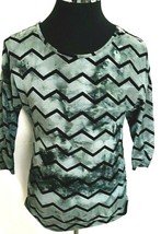 Sami &amp; Jo Top Juniors Small  Pullover Chevron Stripes black velvet green  - £7.96 GBP