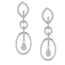 Women&#39;s Teardrop Dangle Earrings 14k White Gold 1.45 TCW Natural Real Diamond - £1,142.32 GBP