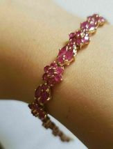 12.00 Ct Marquise Cut Simulated Red Ruby Bracelet Gold Plated 925 Silver  - £158.75 GBP