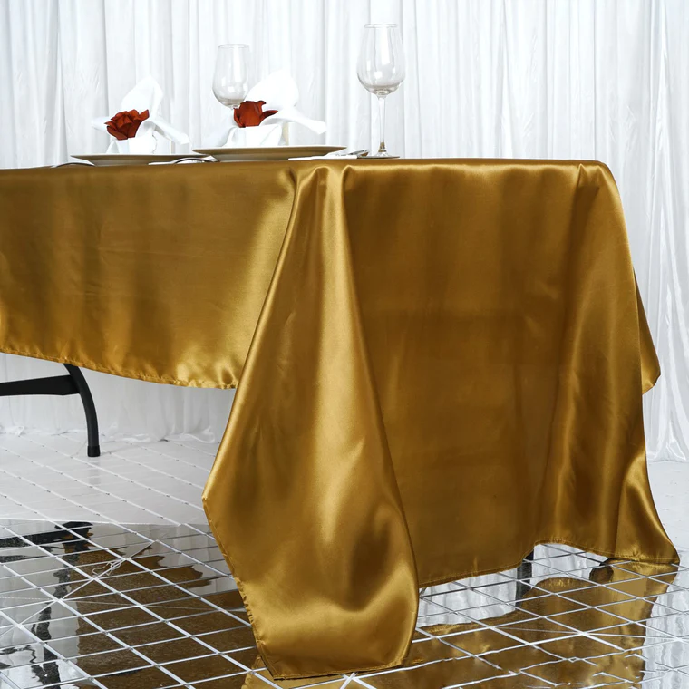 Gold - 60x126&quot; Rectangle Satin Tablecloth Wedding Party Banquet - £17.52 GBP