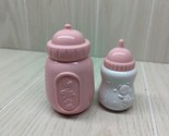 Fisher Price 1997 vintage pink baby doll bottle + white pink bear Bottle - $9.89