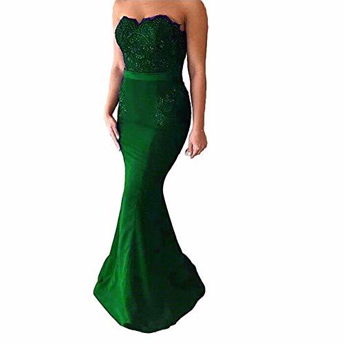 Plus Size Beaded Lace Satin Mermaid Long Evening Prom Dresses Emerald Green 22W