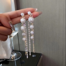 Elegant White Pearl Dangle Drop Earrings for Women - £8.77 GBP