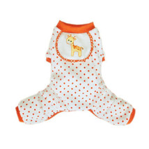 Emperor Orange Giraffe Embroidered Cotton Blend Pajama - £32.79 GBP