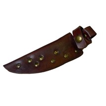 Vintage Brown Leather Knife Sheath Brass Rivets Handmade Belt Loop Holder u - $22.99