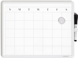 U Brands Magnetic Dry Erase Calendar Board, 14&quot;X11&quot;, Modern White Frame, Include - $10.33