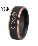 Jewelry Infinity Love Design Matte Black With Rose Step Tungsten Ring Ne... - £28.73 GBP
