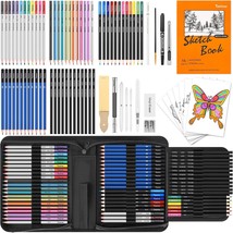 81-Pack Pro Art Kit Drawing Pencil Set, Sketch Book, Graphite, Charcoal, And - £27.93 GBP