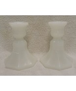 White Milk Glass Taper Candle Stick Candleholders 5&quot; Decorative Set of 2 - €26,91 EUR