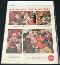 Vintage COCA COLA 1958 Happy Music Together Print Ad Poster Art - £3.69 GBP