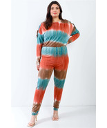 Women&#39;s Plus Tie-Dye Lace Up Shoulder Details Back Wrap Cut-Out Jumpsuit - $23.40