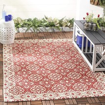 SAFAVIEH Courtyard Collection 2&#39;7&quot; x 5&#39; Red/Cream CY6550 Indoor/ Outdoor Waterpr - $51.99