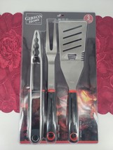 Gibson Home Huckleberry 3 Piece Stainless Steel BBQ Tool Set in Black and Red - £13.26 GBP
