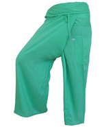 FISA14 mint green Fisherman Pants Fisher Wrap Thai Yoga pants trousers S... - £13.53 GBP