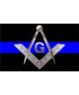 Thin Blue Line Decal Masonic Square &amp; Compass Reflective Decal Sticker 3... - £3.93 GBP
