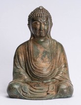 Ancien Japonais Style Bronze Assis Méditation Bouddha Statue - - £124.00 GBP
