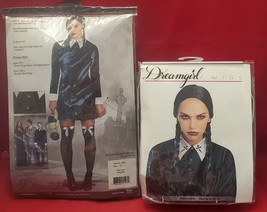 Dreamgirl Sexy Friday Costume Wednesday Addams Velvet Black Halloween w/... - £31.28 GBP