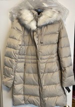 New Tahari Women’s Faux Fur Blake Puffer Jacket Pale Oak Size Medium Nwt - £139.17 GBP