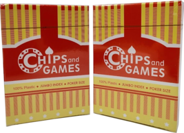 CHIPS and GAMES Plastic Playing Cards 2 Individual Red Decks Poker Size ... - $12.54