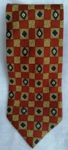 Silk Tie Men Brown Enrico Coveri Vintage Neck Italy Geometric Necktie Boho Used - £11.99 GBP
