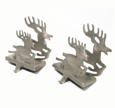 Silver Metal Double Reindeer Stocking Holder Set Christmas Card Holders ... - £19.54 GBP