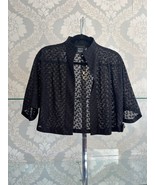 AKRIS Black Sheer Cotton Eyelet Open Front Short Sleeve Jacket Sz 10 $795 - $414.86 CAD