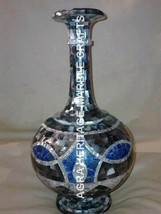 15&quot; Elegant Marble Flower Vase Lapis Inlay Center Show Piece Gift Decor H3414A - £1,005.17 GBP