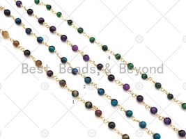 Multicolor/Blue/Green/Purple High Quality Tiger Eye Rosary Chain, 4mm Beaded Cha - £3.78 GBP+