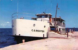 C G Richter Washington Island Ferry Dock Door County Wisconsin 1960s postcard - £5.03 GBP