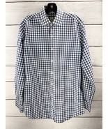 Peter Millar Checkered Blue White Button Up Long Sleeve Dress Shirt Men&#39;... - £14.64 GBP