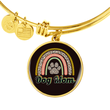 Dog Mom Rainbow  Bracelet Stainless Steel or 18k Gold Circle Bangle - £37.53 GBP+