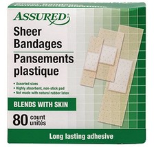 Assured Assorted Sheer Bandages, 80-ct. Boxes - Assorted Sizes - Blends ... - $6.92