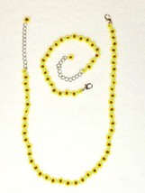 SunFlower Choker Necklace Bracelet Set Yellow Daisy Silver Y2K Boho New Rare - £15.65 GBP