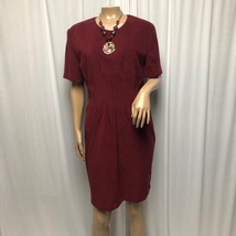 Miss Dorby Petites Dress Womens 14P Maroon Back Zipper Washable Sheath NEW - $22.53