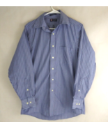 Chaps Wrinkle Free Men&#39;s Blue Striped Casual Dress Shirt Size Small - $20.28 CAD