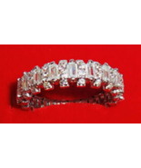 $300 Savvy Cie Eternity Band Ring 7 Cubic Zirconia Sterling Silver Rhodium Plate - $85.07 CAD