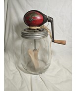 VTG Dazey Butter Churn # 4 Red Football Top Tulip Jar Wood Paddle 4 Quart - €110,86 EUR