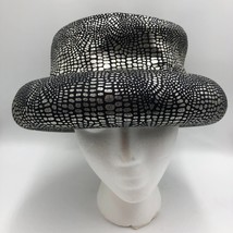 Vintage Mr. H&#39;s Classic Unique Hat Silver Metallic Snakeskin Look Retro ... - £22.88 GBP