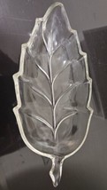 Vintage Clear Glass Leaf Candy Trinket Soap Dish 9.5&quot; x 4&quot; Retro Piece - $7.91