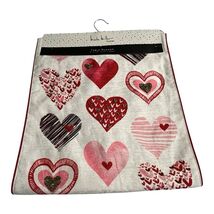 Nicole Miller Table Runner White W Mixed Artsy Heart Print Beaded Valent... - $34.35