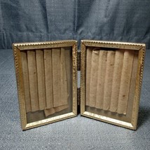 VTG Bi-fold Gold Tone Brass Metal Double Hinged 2x3 Photo Picture Frame ... - $13.99