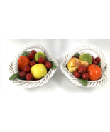 Italy Capodimonte Lattice Woven Ceramic Fruit Basket Handle Centerpiece ... - £58.21 GBP