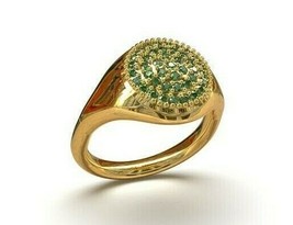 18K Gold Men Pinky Ring 18k Solid gold Emerald ring 18k Yellow gold Signet ring - £916.75 GBP