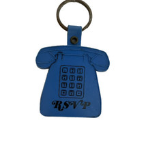 Vintage Blue Phone Shape RSVP AT&amp;T Key Chain Family Federal Credit Union 3&quot; - £5.54 GBP