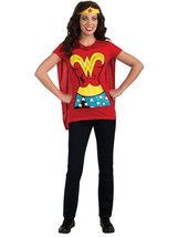 Rubie&#39;s Women Standard DC Comics Wonder Woman T-Shirt w/ Cape and Headband Large - £12.64 GBP
