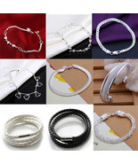 Fashion 925 Sterling Silver Women Charm Love Heart Beads Bracelet Bangle... - $9.99+