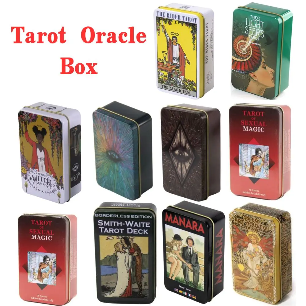 Tin Box High-Grade Gilding Process Tarot Deck 78 Cards Card Deck with Guide Book - £14.02 GBP+