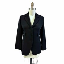 VTG Donna Karan Signature Fine Black 100% Wool Blazer 3 Button Classic Sz 8 - $355.51
