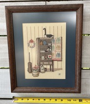 Vtg Framed Homestead Cross Stitch Sampler Farmhouse Quilt Cabinet Butter... - $49.00